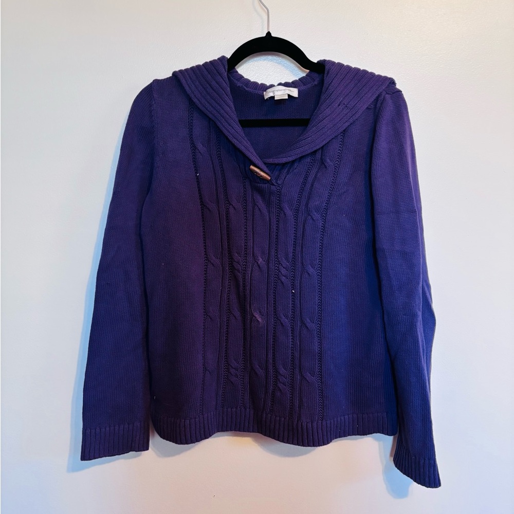 Christopher & Banks purple cable knit sweater size medium